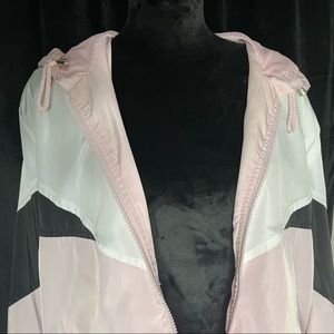 Pink Chevron Colour Block Windbreaker Jacket